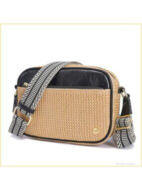 Faux Straw Woven Crossbody Purse RFID Summer Beach Bag